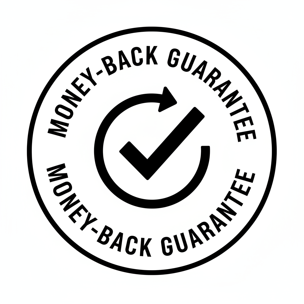 Money-Back Guarantee (black white color and simple icon)